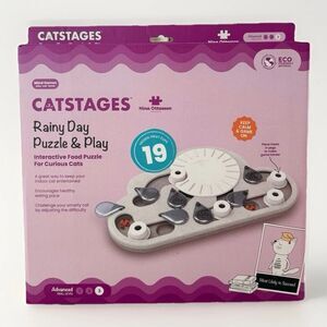 Catstages Advanced Treat Puzzle Interactive Cat Feeder Rainy Day 19 Treat Cups